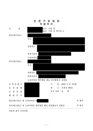 공동명의 아파트 분양권, 이혼하면 누가 가질까 — 남편 지분 넘겨받아 단독으로, 위자료 3,000만원 청구는 0원 결과 문서(개인정보 가림)